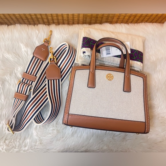 NWT TORY BURCH WALKER CANVAS MICRO SATCHEL KOBICHA - Picture 6 of 8